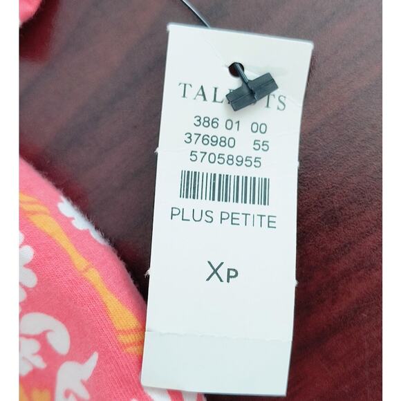 Talbots The Talbots Tee Women's Sz XP Orange White V Neck Short Sleeve Soft Knit - Picture 4 of 11